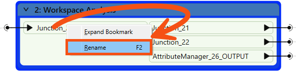 Renaming an input port on a collapsed bookmark